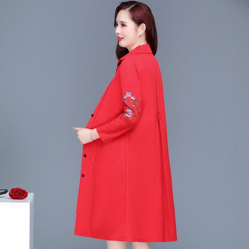 中老年女装40岁妈妈春秋季中长款绣花立领衬衫外套外衣单排扣风衣,女装/女士精品,中老年女装,淘宝优惠券,粉丝福利购,淘宝优惠卷