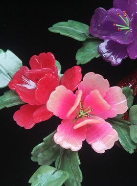 花卉艺术玉石花牡丹摆件手工玉雕牡丹盆栽商务乔迁工艺礼品装饰