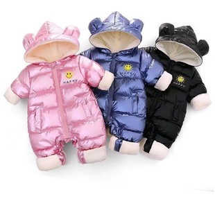 婴儿连体衣加厚1一岁半2周岁多男童女孩宝宝冬装套装秋羽绒棉衣服