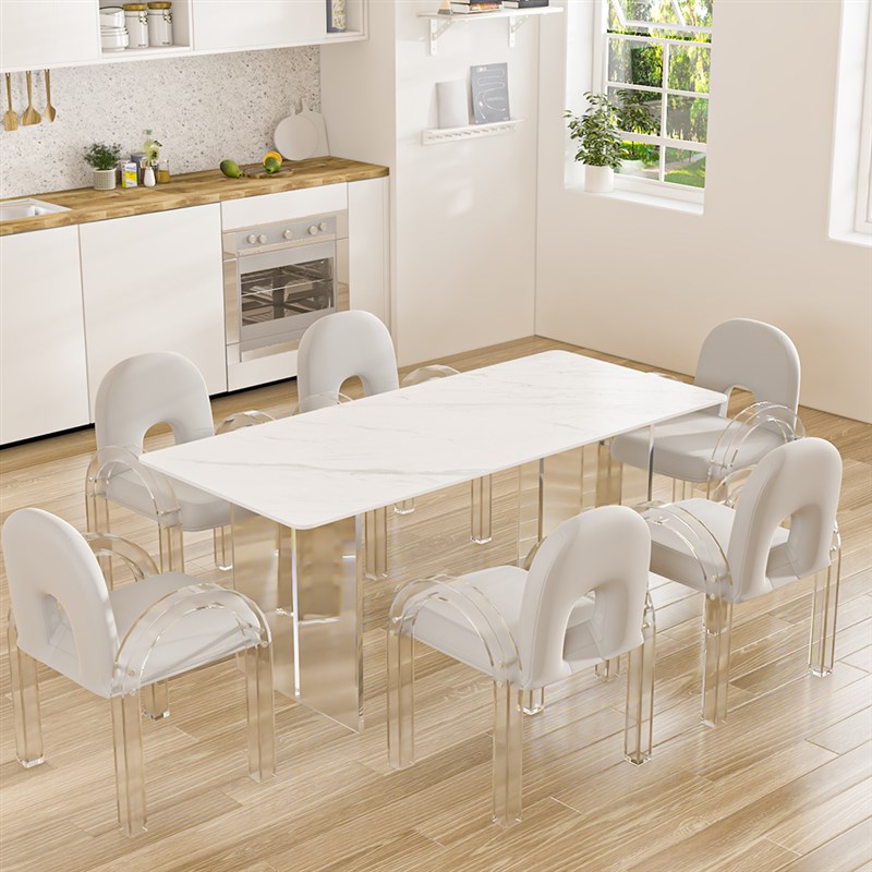 网红亚克力椅子透明轻奢高级水晶餐椅梳妆凳子靠背扶手餐桌化妆椅