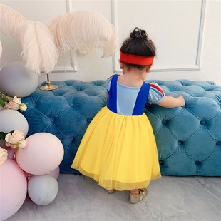 女童白雪公主裙儿童连衣裙子夏短袖宝宝洋气蓬蓬网纱裙生日礼服裙