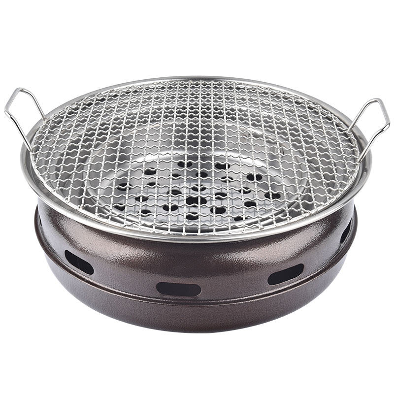 日式烧烤炉圆形木炭烤炉商用烤肉炉地桌煎肉锅大排档烤炉户外烧烤