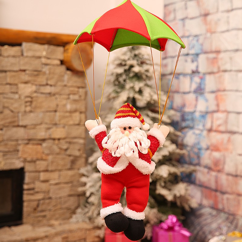 圣诞老人降落伞爬绳款帽子老人圣诞节酒吧商场挂件吊顶天花板装饰