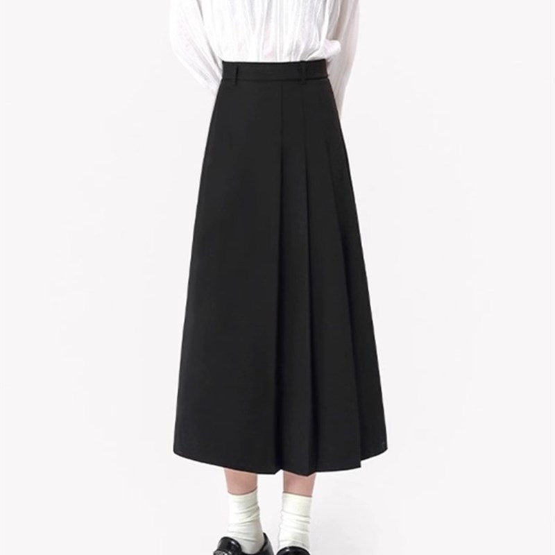 灰色西装半身裙女高腰垂感春秋夏胖妹妹mm显瘦休闲宽松A字包臀裙