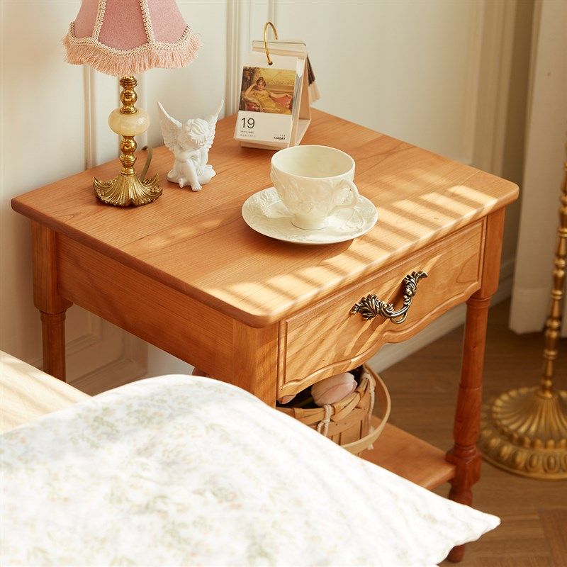 樱桃房间实木床头柜小户型北欧日式边几法式复古风卧室床边柜客厅,住宅家具,床头柜,淘宝优惠券,粉丝福利购,淘宝优惠卷