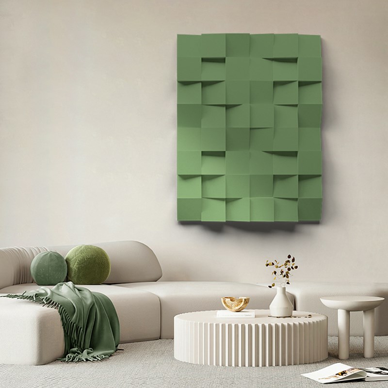 客厅现代木雕装饰画高级感浮雕几何立体砂岩肌理玄关设计师墙壁画