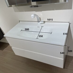 四面挡水一体陶瓷盆实木烤漆浴室柜定制尺寸奶油风洗脸盆吊柜