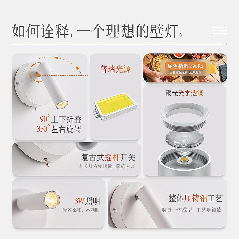 迷你小壁灯床头灯卧室阅读灯极简创意个性卧儿童房书桌i