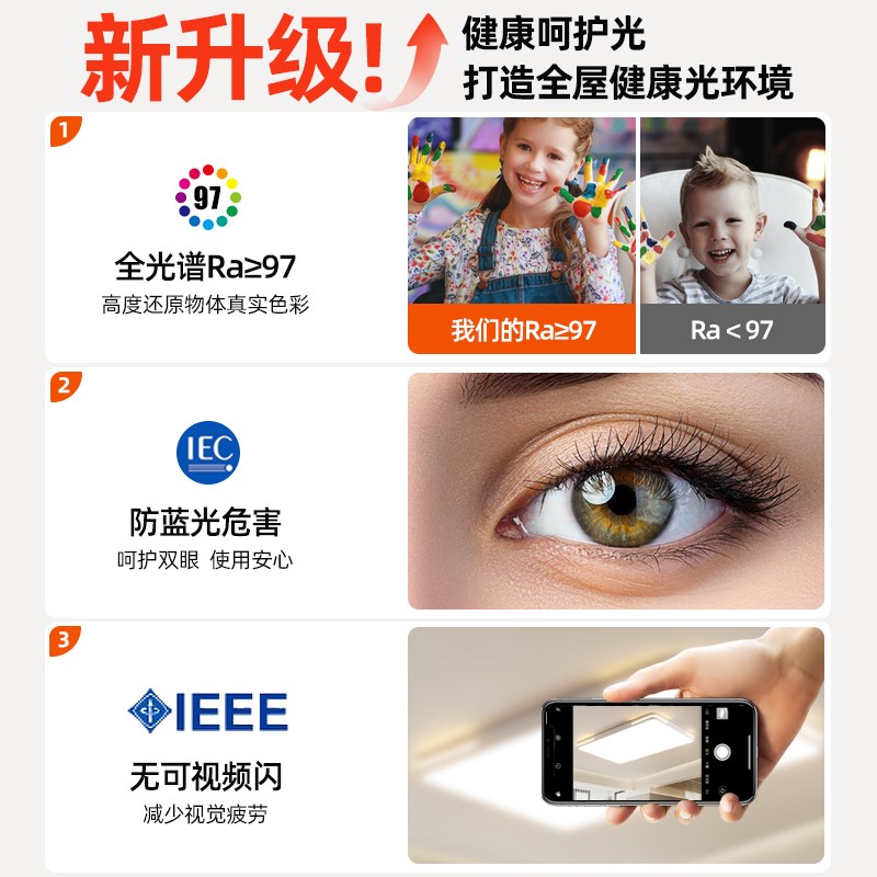 全光谱护眼led卧室吸顶灯现代简约大气儿童房间书房客厅灯具套餐