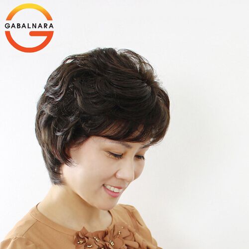 斜刘海女士中老年假发真人发型 短卷发套妈妈奶奶整顶假发包邮