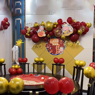 虎宝宝一周岁宴酒店包厢生日布置装饰气球场景背景墙男孩女孩套餐