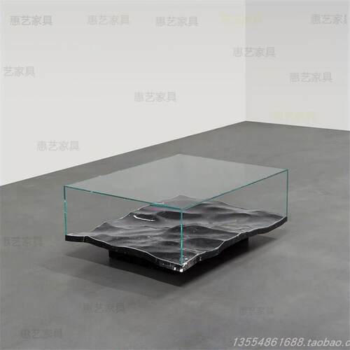 海浪水波纹咖啡桌酒店售楼处样板房玄关雕塑艺术摆件简约时尚茶几