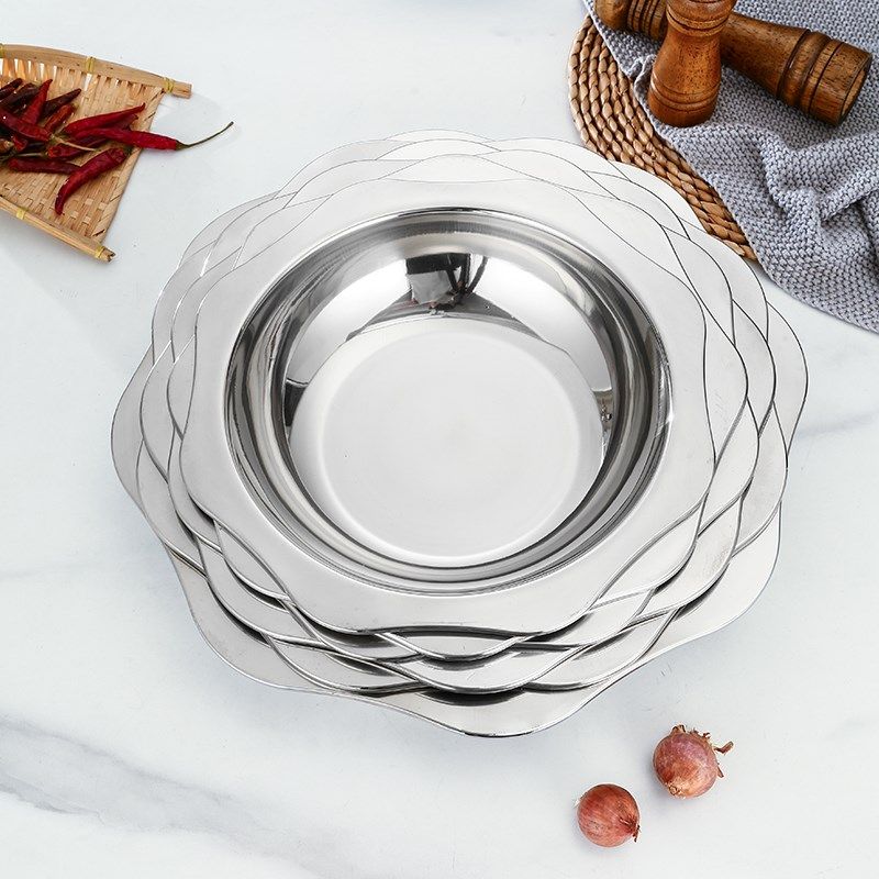 加厚不锈钢火锅盆太阳盆商用小龙虾盆八角盆清汤盆鸳鸯盆不沾汤锅