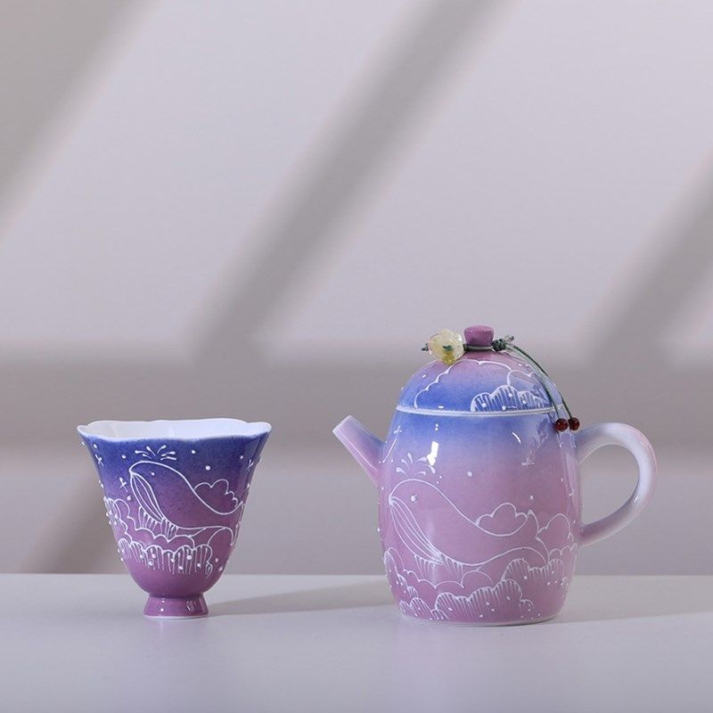 2025年新品手绘鲲小茶壶中式功夫茶具陶瓷泡茶壶女士专用小茶壶,餐饮具,茶壶,淘宝优惠券,粉丝福利购,淘宝优惠卷