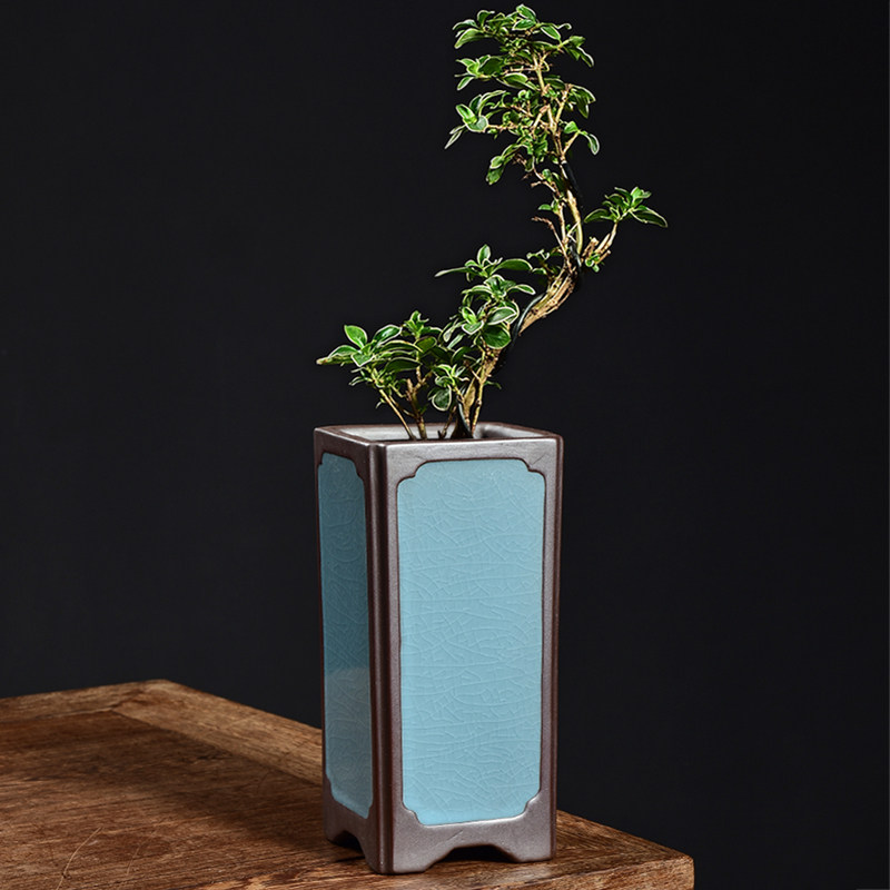 哥窑陶瓷花盆四方直筒手绘盆新中式山水国画兰花飘枝盆景盆栽盆器,鲜花速递/花卉仿真/绿植园艺,花盆,淘宝优惠券,粉丝福利购,淘宝优惠卷