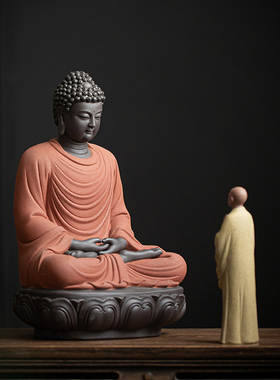 久造中式大号陶瓷如来佛祖释迦牟尼佛像禅意摆件家居饰品茶室装饰