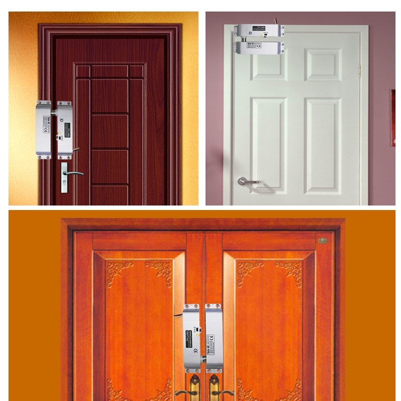 明装电插锁套装小门禁锁家用木门有框玻璃门12V和24V侧装通电上锁