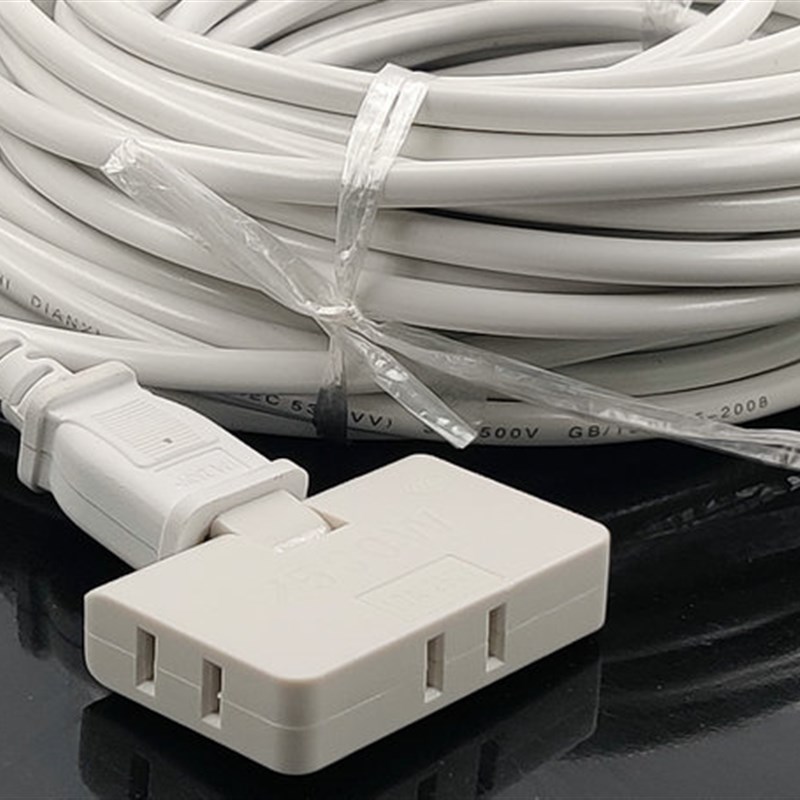 2插转3位有线一拖三带线电源转换器家用接拖板二脚6孔 延长便插座