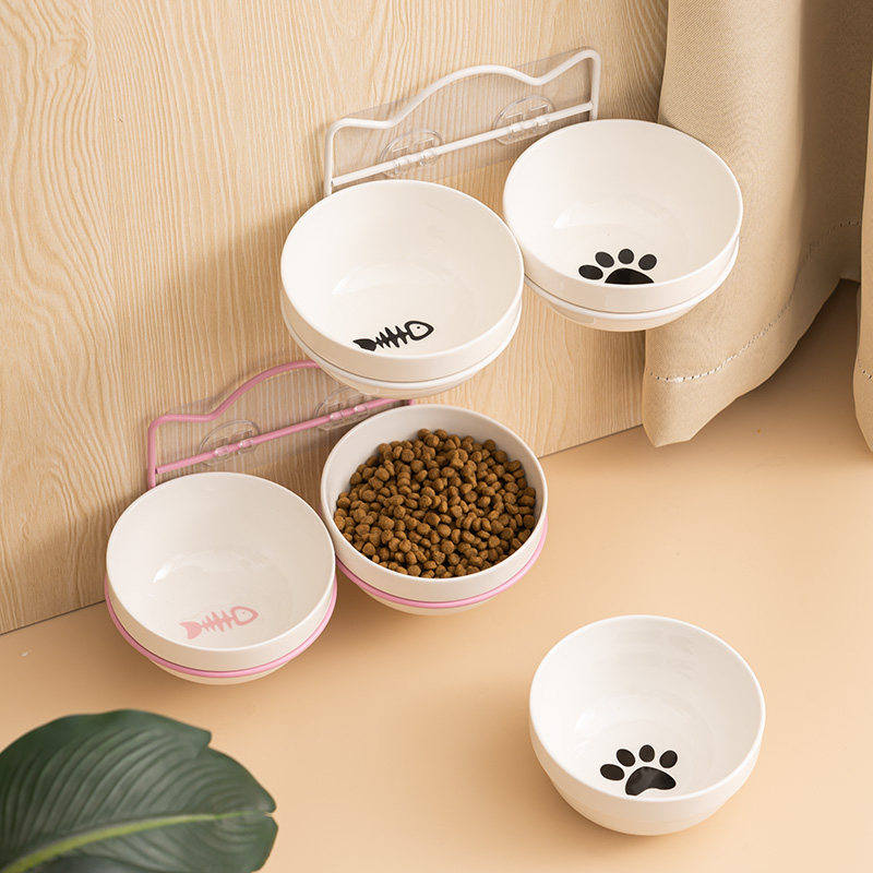 挂墙式猫碗陶瓷双碗狗碗猫咪粮碗食盆保护颈椎防打翻宠物盆喝水碗,宠物/宠物食品及用品,猫狗碗/慢食碗,淘宝优惠券,粉丝福利购,淘宝优惠卷