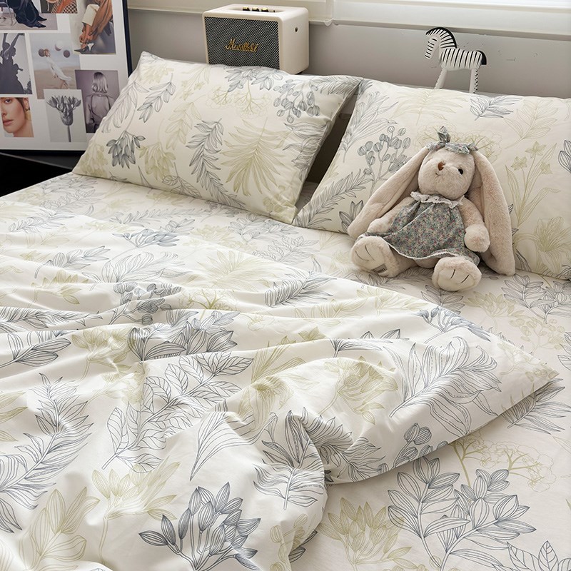 晨晓绿清新四季全棉床单单件纯棉床笠被罩单双人被单可配三四件套