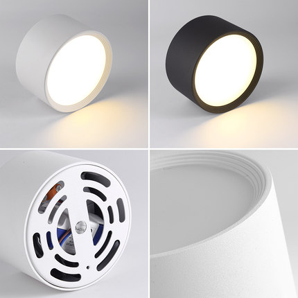 明装筒灯led圆筒形店铺商用家用走廊过道免钻孔吸顶式防眩目筒灯