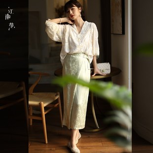 江南范2023年新款夏季改良汉服半身裙搭配旗袍汉服上衣的中式半裙