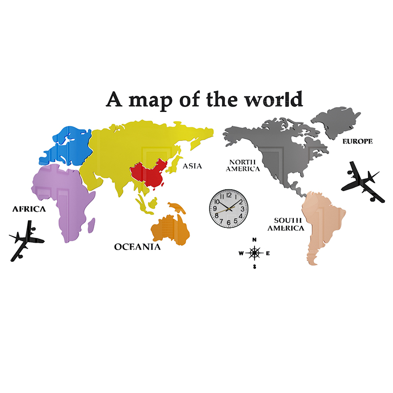 办公室墙面装饰地图墙贴企业文化创意布置亚克力3d立体背景纸世界