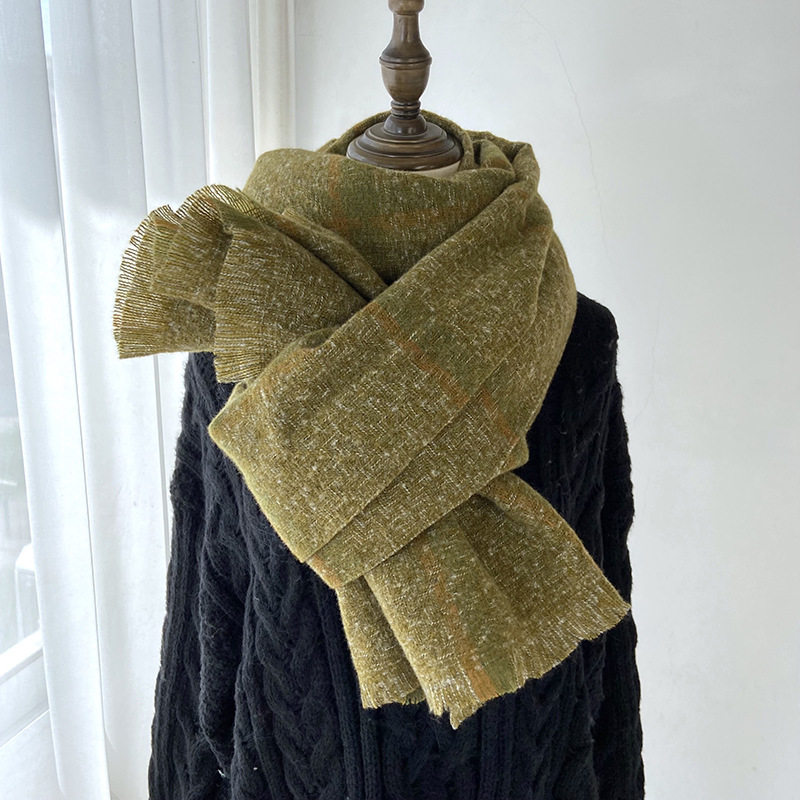 Plaid Cashmere Scarf: 1-Piece Tassel Shawl Winter Wrap - Taobao product photo 3