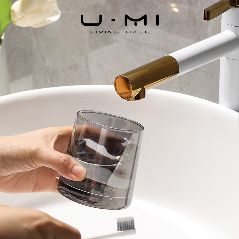 U Mi LIVING简浮漱口杯玻璃简约情侣透明酒店家用牙刷套装杯子