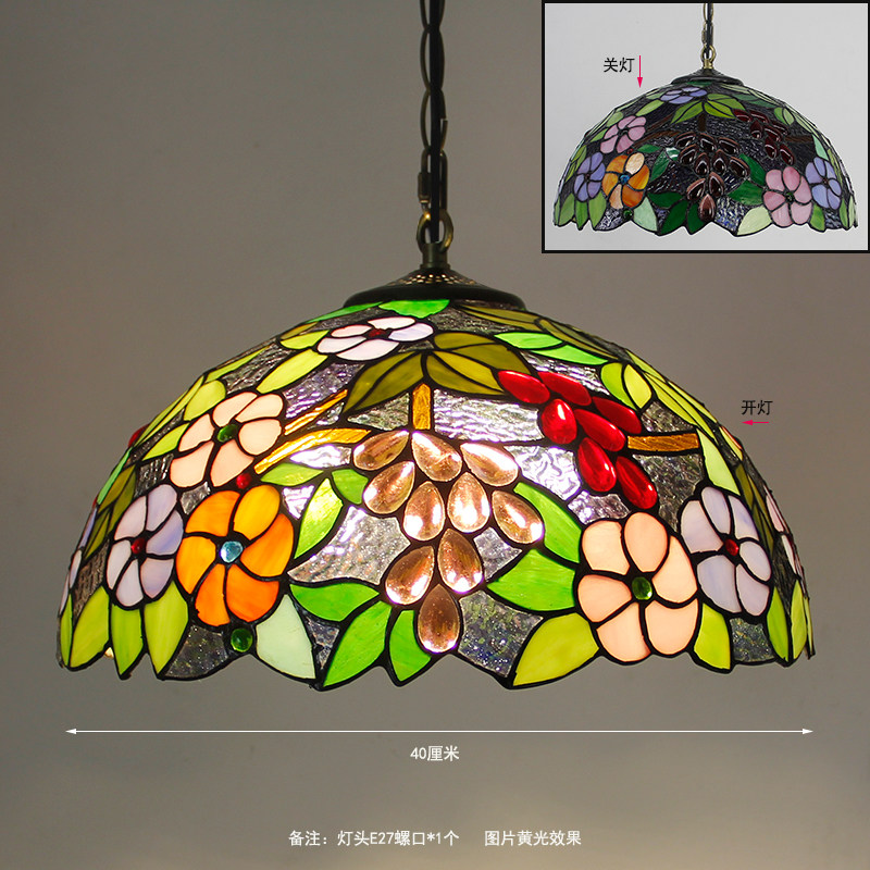 欧式单头吊灯蒂凡尼客厅灯饭厅彩色玻璃温馨创意艺术吧台灯具