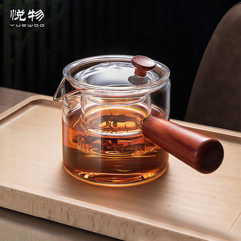 茗香壶耐热煮茶壶侧把壶泡茶壶小青柑功夫茶具木把煮水