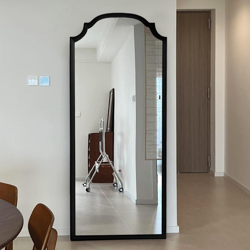 美式轻奢落地全身镜法式壁挂黑色