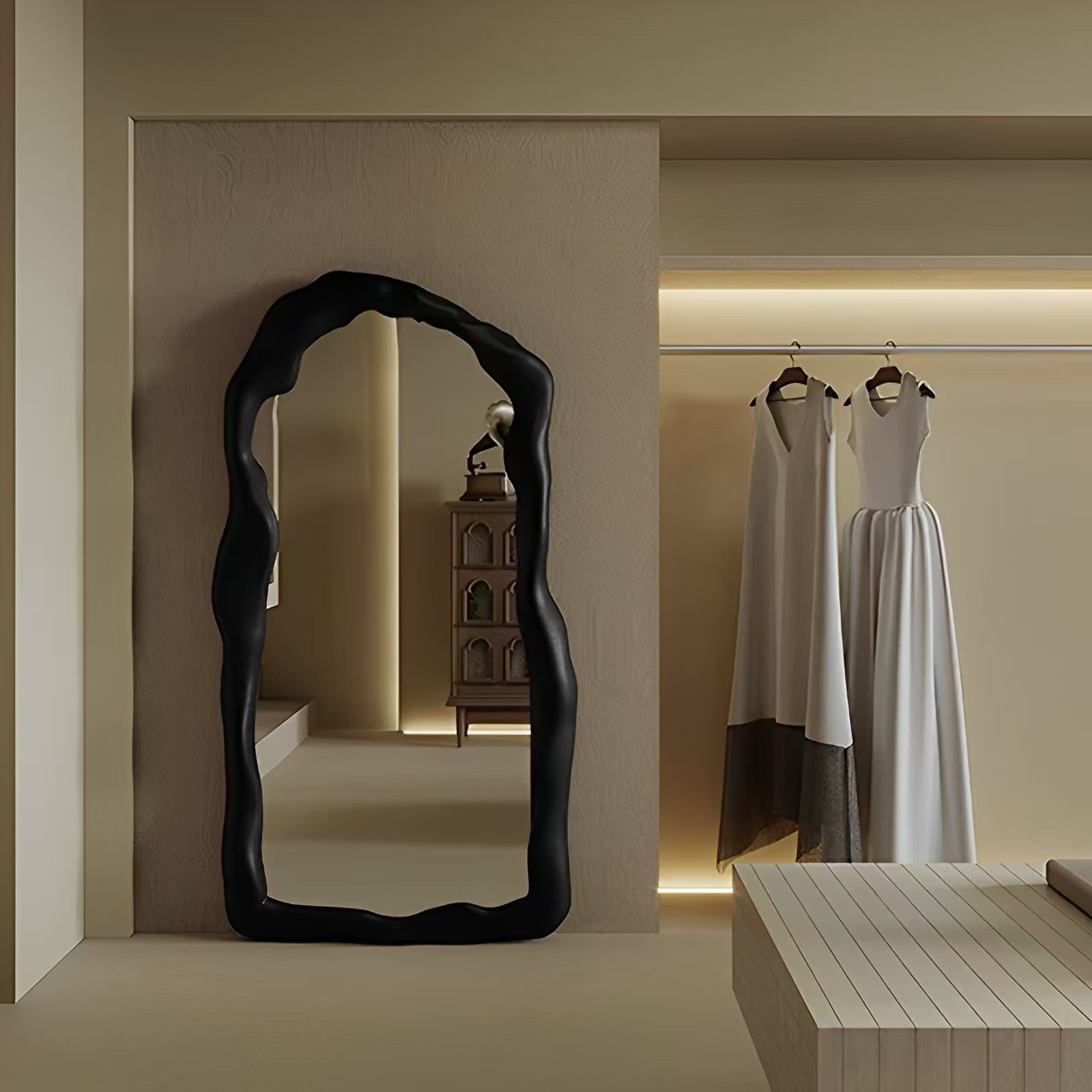 北欧侘寂风艺术全身镜高级落地镜