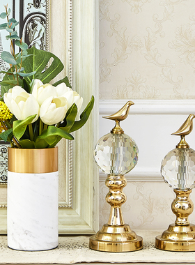 金色钻纹水晶铜鸟软装饰品 欧式样板房家居酒柜书柜书靠摆设