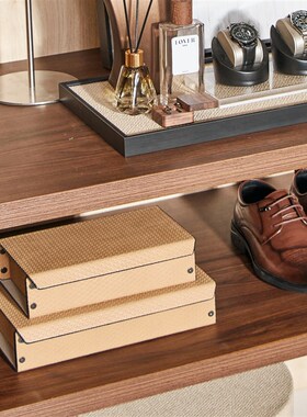 MOON慕空间样板房衣帽间中式收纳盒摆件家居展厅软装饰品摆设道具