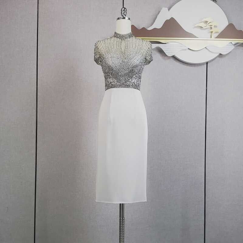 高端晚会主持人礼服女气质冬轻奢小众时尚年会小礼服短裙敬酒宴会