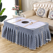 加厚双面绒电炉罩烤火罩绒裙身子长方形茶几电取暖炉套烤火被家用