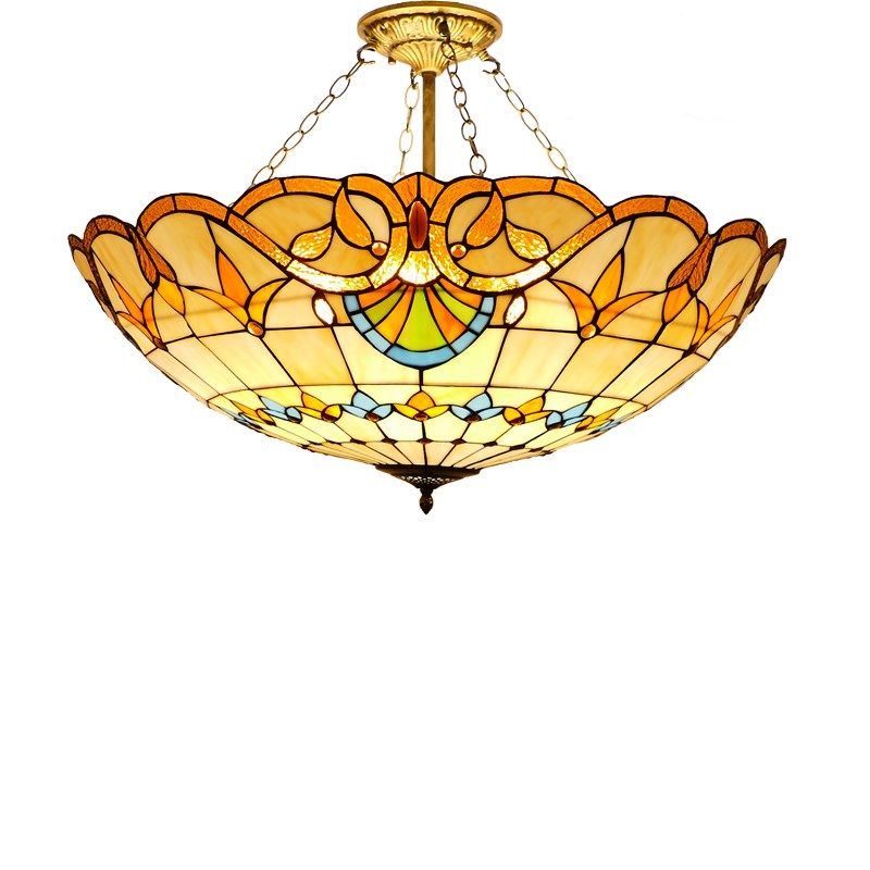 欧美式灯具大客厅灯小卧室灯阳台过道彩色玻璃灯罩LED光源反吊灯,家装灯饰光源,客厅吊灯,淘宝优惠券,粉丝福利购,淘宝优惠卷