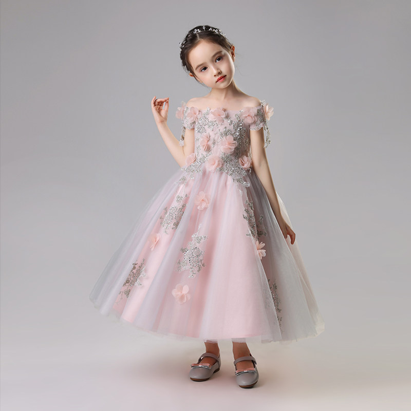 儿童公主裙女童一字肩婚纱晚礼服生日蓬蓬纱花童钢琴演出服长款女,童装/婴儿装/亲子装,儿童礼服,淘宝优惠券,粉丝福利购,淘宝优惠卷
