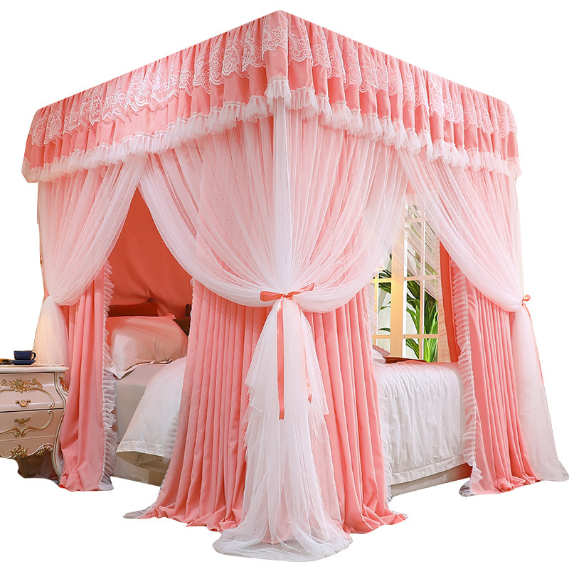 蚊帐2023新款家用遮光床帘一体式公主风1米5床落地宫廷三门纹怅