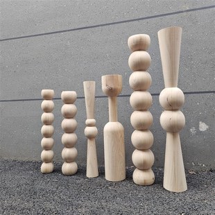 老范木艺定制实木腿高度造型吧台支撑腿法式轻奢风复古桌腿茶几腿