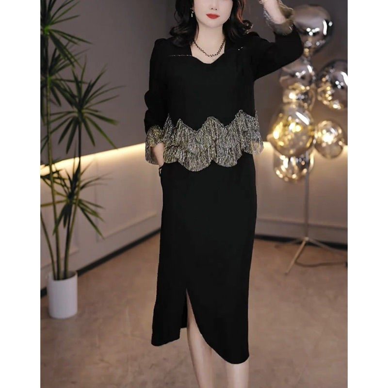 2024秋时尚收腰显瘦中长款连衣裙新款设计感拼接假两件气质裙子女,女装/女士精品,连衣裙,淘宝优惠券,粉丝福利购,淘宝优惠卷