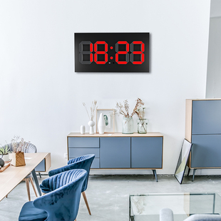 LED时钟大数字万年历电子钟挂钟3D立体钟客厅卧室夜光时钟表 数字