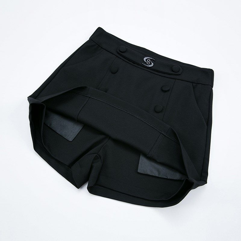 春款黑色裙裤弹力松紧腰大码宽松显瘦百搭西装短裤女妈妈外穿靴裤