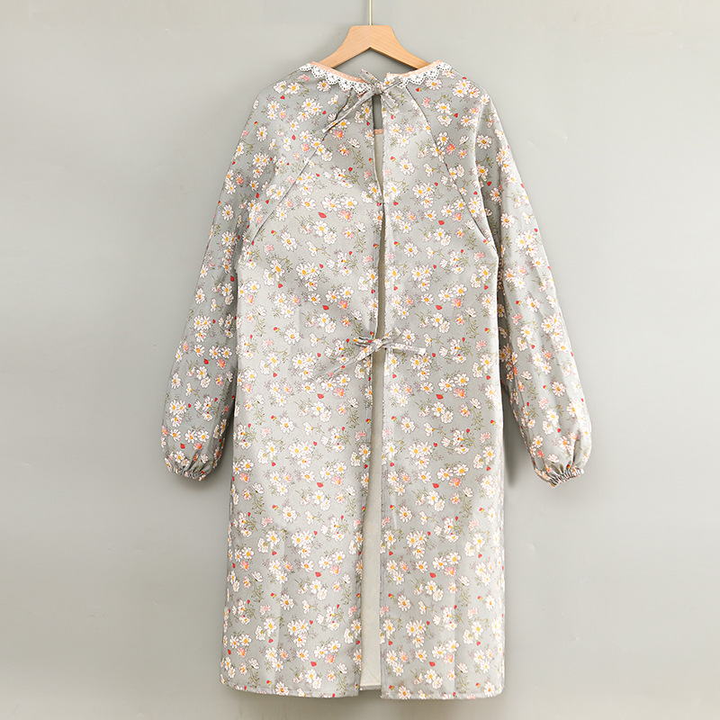 成人长袖帆布围裙女家用厨房做饭防污透气罩衣餐饮专用工作服围腰