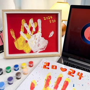 情侣手印相框Diy手工画框送男朋友女生一周年有纪念意义生日礼物