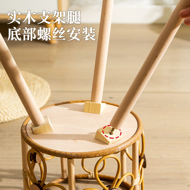 新款北欧藤编落地花架花盆塑藤编织花篮绿植套盆家居客厅阳台装饰