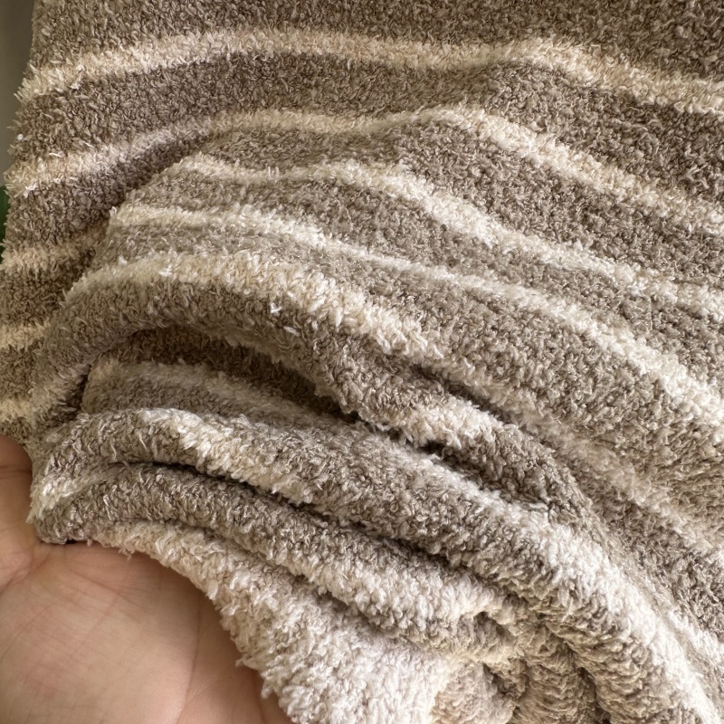 儿童睡衣套装2023冬季毛线衣男女童条纹半边绒家居服两件套毛线衣