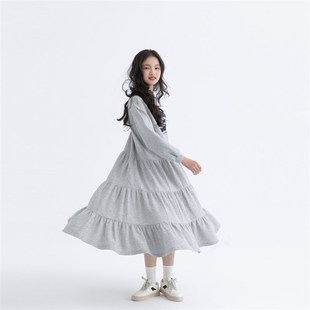 女童连衣裙长袖长裙卫衣裙25春夏内搭针织休闲宽松大裙摆裙子童装