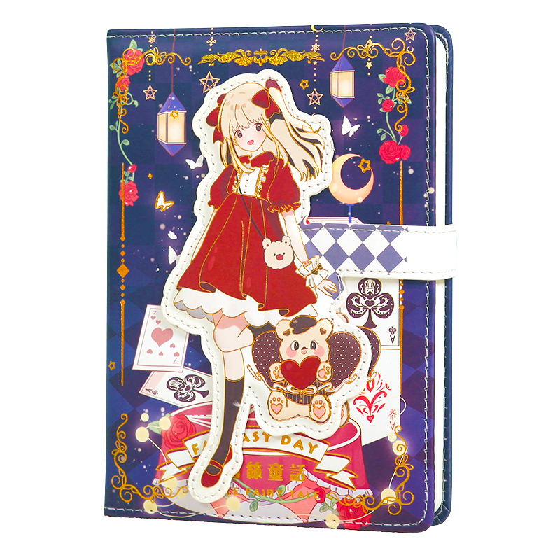 可爱少女心手账本笔记本子2022年新款皮面卡通日记本磁扣A6随身本